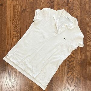 Lacoste White Polo Shirt with Green Logo